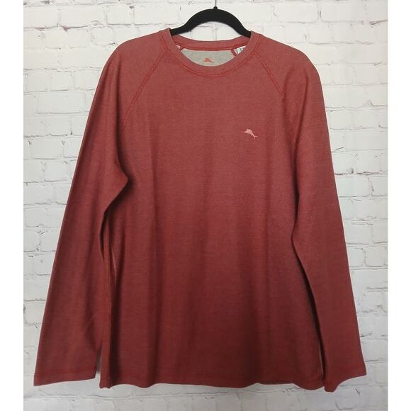 Tommy Bahama Mens Shirt Pullover Cotton Sz Medium Maroon Long Sleeve Crew Neck - Picture 1 of 8